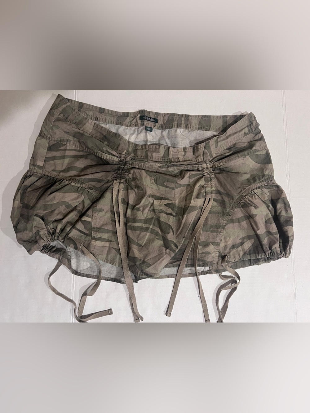 Wild Fable Camo Mini Skirt Drawstring Hem and Detail Grunge Festival Outfit L